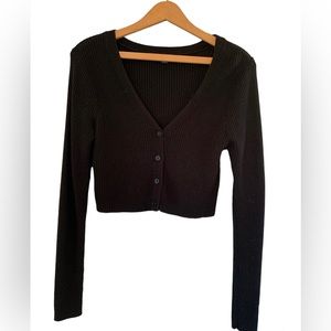 Black cropped button up! Cute as a cardigan!